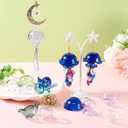 FASHEWELRY 12Pcs Transparent Flower Glass Beads Caps 6 Colors Crystal Wind Bell & Trumpet Flower Beads Set Jellyfish Bead for Craft Wind Chimes Tassels Drop Earring Jewelry Making