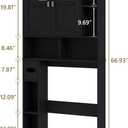 Vabches Over The Toilet Storage Cabinet, Bathroom Shelf Over Toilet with Glass Doors and Adjustable Shelves, Black Freestanding Home Space Save Toilet Rack, for Restroom, Bathroom, Laundry, W31.69''