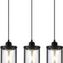 Black Pendant Lights Kitchen Island 3 Pack, Modern Kitchen Pendant Lighting Over Island with Clear Glass, Farmhouse Mini Hanging Light for Sink Dining Room, OS-3014-3PBKC