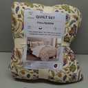 Great Bay Home Floral Cotton Quilt Set - 3-Piece Full/Queen Size Spring Boho Bedding Set - Lightweight, All-Season, Reversible Bedspread (Regal Garden - Ivory)