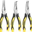 3pcs 8inch Reach Needle Nose Pliers Set,Includes Straight Needle Nose Pliers,45&90Bent Nose Pliers,Pliers Tool Set for Narrow Spaces