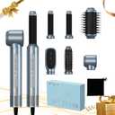 Hair Dryer Brush,Blow Dryer Brush with Attachments,110000 RPM Curly Twist 6 in 1 Air Style, Professional Ionic Hair Styling Tool, Left & Right Air Curler, Volumizer (Blue Gold)