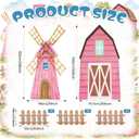 Honoson Large Farm Party Decor Barn Cardboard Backdrop, Barn Windmill, Pink