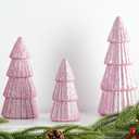 Fangoo 3Pcs Glitter Pink Tabletop Christmas Tree Figurines Foam Christmas Cone Tree Table Centerpiece DecoratioXmas Tree Ornaments for Shelf Mantel Fireplace Home Farmhouse Kitchen Party
