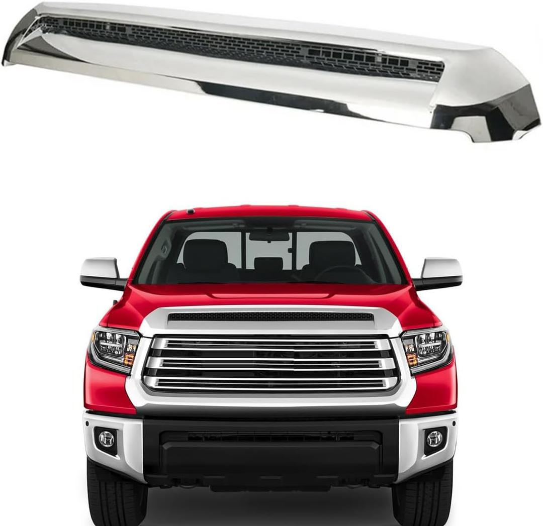 Chrome Front Upper Hood Bulge Molding Grille Trim Compatible with 2014-2021 Tundra