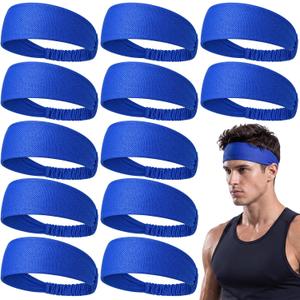12 Pcs Cooling Sports Headbands for Men Women Instant Cooling Moisture Wicking Sweatbands Elastic Breathable Mesh Headband for Workout Running Cycling Skiing Fitness Gym Tennis Golf Camping (Blue)