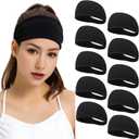 Workout Headbands for Women, Women's Sports Sweatbands, Moisture Wicking Sweatband for Yoga Running Athletic Non Slip Wicking Headband Wite Men and Womens 10 Pack
