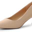 DREAM PAIRS Women's Pumps Closed Toe Pointed Toe Kitten Heels for Women Party Dance Wedding Dress Shoes for Women (6, Nude)