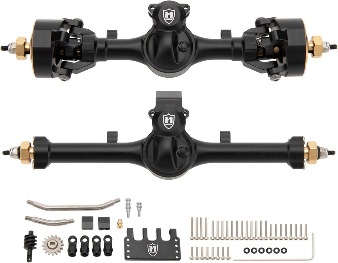 MEUS RACING 5mm ISO V2 SCX24 Axles with 3-Section CVD for Axial 1/24 SCX24 RC Crawler (Black)