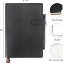 Soft Cover Leather Journal Notebook A5 Lined 212 Pages 5x8.25 Inches with Strap Closure Travel Work School Writing Journaling Notebooks for Women Men Gift Box Packaging Black