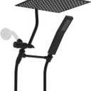 Hibbent All Metal Shower Head, 10'' High Pressure Rainfall Shower Head, Showerhead Combo, Handheld Shower Wand, 12'' Adjustable Curved Shower Extension Arm, 71'' Hose, Shower Head Holder, Matte Black