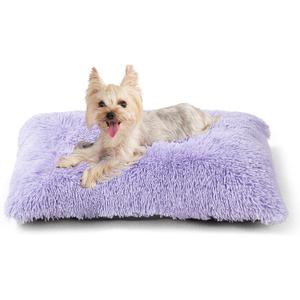 EHEYCIGA Fluffy Dog Crate Bed for Small Dogs, Plush Faux Fur Crate Pad, Calming Anti Anxiety Small Dog Bed, Washable Soft Warm Mat with Non-Slip Bottom, Purple
