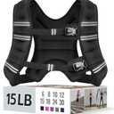 Weighted Vest for Women & Men with Reflective Stripe and Adjustable Buckle, Comfortable & Durable Rucking Vest for Walking, Running & Strength Training (15 lb, Black)