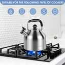 4.2 Quart/4L Large Whistling Tea Kettle, 304 Stainless Steel Brushed Satin, Fast Boil for Induction & Gas Stoves