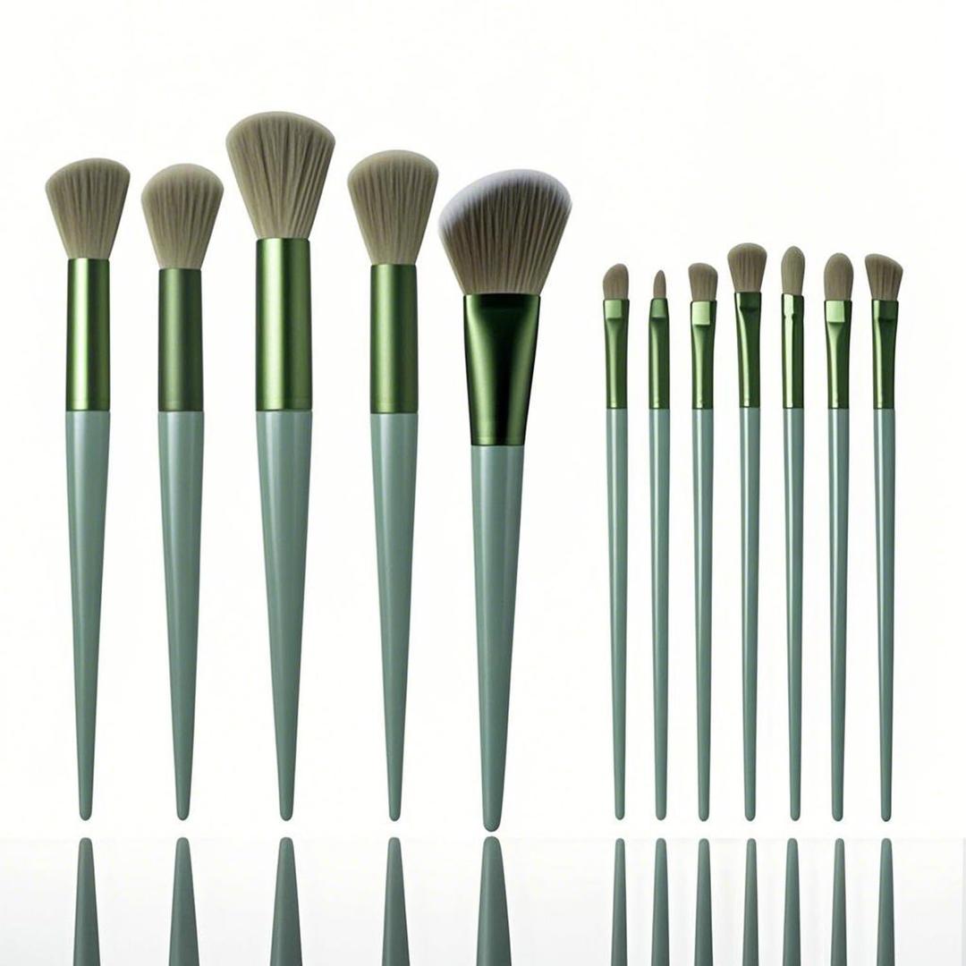 Makeup Brushes,Makeup Brushes Set,13 PCS Make Up Brushes for Foundation Eyebrow Concealer Eye Shadows Powder,Makeup Brush Kits for Travel and Daily Makeup Use (Green)