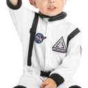 Spooktacular Creations Toddler Halloween Astronaut Costume, BabyJumpsuit, Pilot Costume with Boots for Infant Cosplay (Small (06-12 Mos), White)