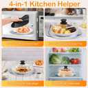 Glass Microwave Splatter Cover for Food with Microwave Place Mat - Sturdy Plate Guard Lid with Vent Holes and Easy-Grip Silicone Handle - BPA Free, Dishwasher Safe (Black)