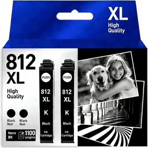 812XL 812 XL Ink Cartridges Combo Pack Black for T812 T812XL Compatible with Pro WF7820 WF7310 WF7840 ECC7000 WF-7310, WF-7820, WF-7840, EC-C7000 Printer