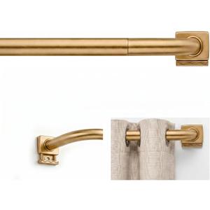 Gold Around Curtain Rod 30 to 60 Inch,Heavy Duty Adjustable Metal Drapery Rod with French Return, 7/12" Curved Blackout Rod for Home & Office