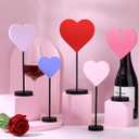 5 Pieces Valentine's Day Wood Heart Tabletop Decor Heart Tall Standing Wood Block Sign Set Heart Table Centerpiece Farmhouse Valentine's Day Ornaments for Wedding Table Photo Props Home(Solid)