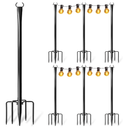 6 Pack String Light Poles for Outside, Upgraded Heavy-Duty Metal Poles for Outdoor String Lights with Fork, Adjustable Lighting Hanging Accessories for Patio Decor Pergola Backyard Garden Decorations