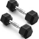 PAPABABE HEX Dumbbell Set 7.5lb 2pc, Rubber Encased Home Gym Dumbbells, Exercise & Fitness Weights Dumbbells for Women & Men, Hand Weight for Strength Training