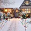 Retisee Garden Christmas Solar Lights - 2 Sets 8 Pcs LED Twig Stake Outdoor Decor - Solar Firefly Christmas Tree Light - 160 LED C6 Fairy Light for Lawn Pathway Xmas Yard Stake