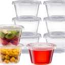 Pantry Value [4 oz. - 200 Count Clear Disposable Plastic Portion Cups with Lids - Small Plastic Condiment Containers for Sauce, Salad Dressings & Portion Control