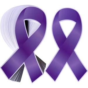 Purple Ribbon Paper Card Cutouts Awareness Donation Cutouts for Alzheimer's, Domestic Abuse, Epilepsy, Pancreatic Cancer and Other Causes (150, Purple, Medium)