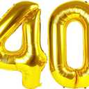 Gold Number 40 Balloon 40 inch, 40 Number Balloons, 40th Gold Birthday Decorations, 40 Year Old Women Men Golden Party Supplies