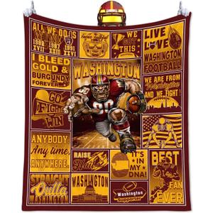 Football Blanket Gifts for Men 50" X 60", City Football Lovers Fan Gifts Merch Gear Suff Sports Fan Throw Blankets for Sofa Bed Bedroom Living Room Burgundy