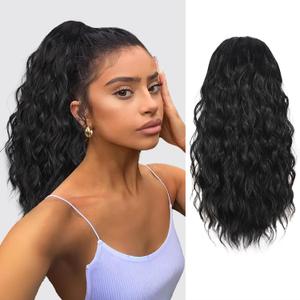 Black Ponytail Extension,18 Inch Curly Drawstring Ponytail for Women
Curly Wavy Synthetic Hair Pony Tail for Daily Party Use,Soft,Natural Looking Hair Piece