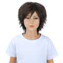 PATTNIUM Boys Light Brown Short Straight Wig with Side Bangs Costume Wig