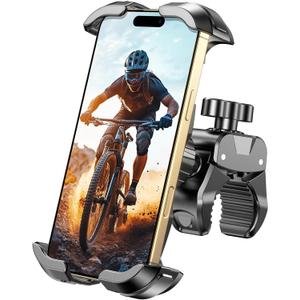 Motorcycle Phone Mount, [One-Click Lock] Bike Phone Holder, [Upgrade Cushioned Protection] Handlebar Phone Mount with Security Lock Compatible with iPhone, Samsung and 4.7-6.9'' Smartphones
