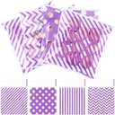 Gersoniel 200 Pcs Cookie Bags, 4 x 4 in Self Sealing Cellophane Treat Bags Plastic Goodie Snack Bag Striped Polka Dot Candy Gift Bag for Spring Mothers Day Wedding Birthday(Purple)