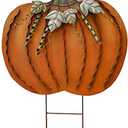 Morning View Pumpkin Garden Stakes Metal Yard Sign Fall Decor Outdoor Autumn Yard Stake Art Pumpkin Lawn Ornaments for Patio Porch Thanksgiving Halloween Harvest 26 Inches Tall