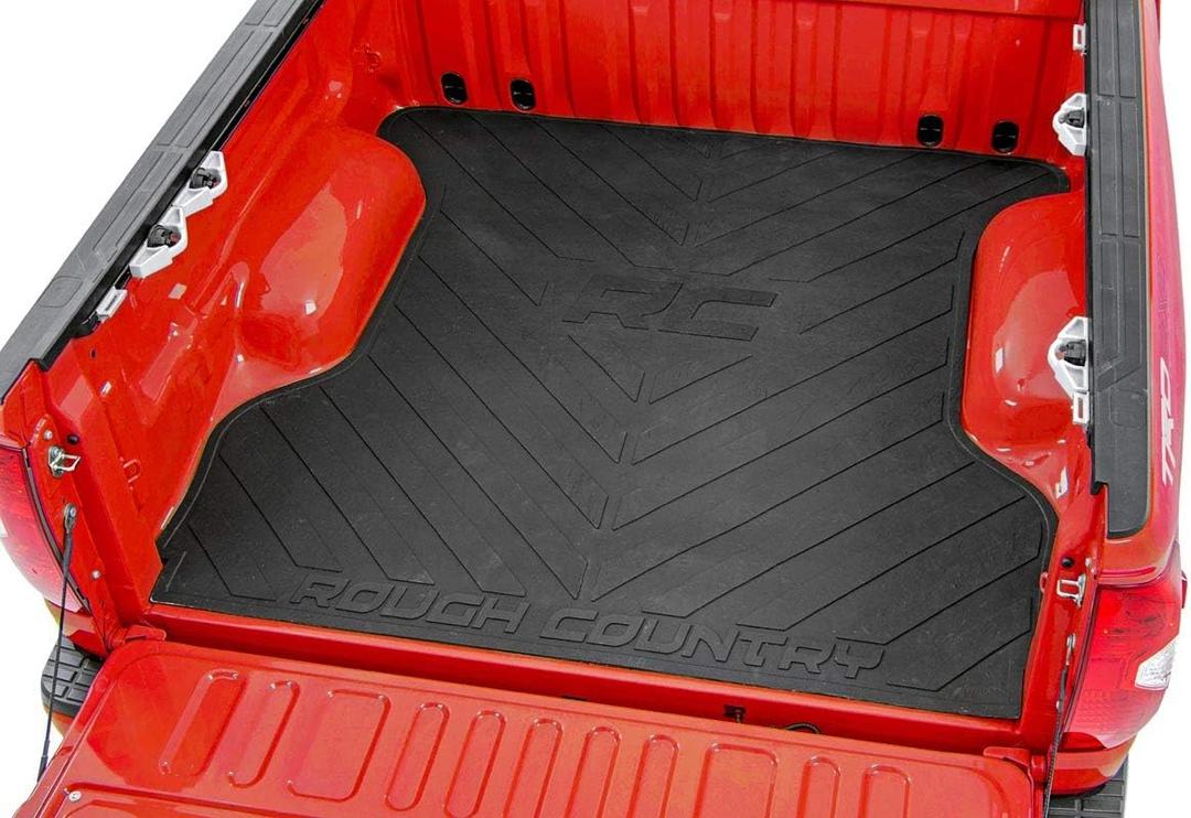 Rough Country Rubber Bed Mat for Chevy Silverado & GMC Sierra 1500 (2019-2025) - Fits 5'10" Bed, Non-Slip, Tear-Resistant Truck Bed Protection