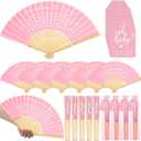 Threehoney 25 Set Baby Shower Favors for Guests Pink Folding Paper Fans a Message from the Bump Favors Bamboo Fans with Thank You Tags Handheld Pink Fans Baby Shower Party Favor for Girl Gender Reveal