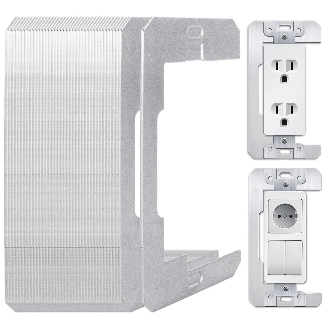 40 Pcs Wall Plate Spacers Metal Flush Fit Device Leveling Plate Outlet Spacers for Electrical Box Outlet Shims for Fixing Walls Electrical Outlet Electrical Boxes