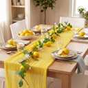 2 Pcs Amalfi Coast Party Decorations Mediterranean Table Decor, 6 ft Lemon Garland 35x 71 in Yellow Cheesecloth Table Runner Capri Lemon Garland Italian Runner Summer Party Home Decor