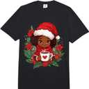 Christmas Black African American Coffee Women Kids Girl Xmas TShirt, 5X