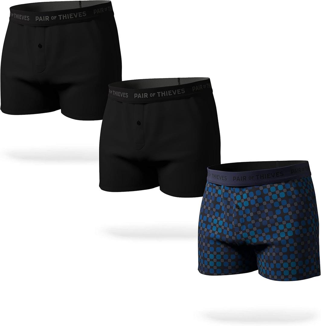 Pair of Thieves Men's AMZ Exclusive 3 Pack Boxer, Navy/ Black, Large