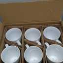 Schliersee 16 OZ White Porcelain Coffee Mugs Set of 6, Large Coffee Cups with Handle for Latte, Hot Tea, Coffee, Cappuccino, Cocoa, Milk, Water, espresso Porcelain Mug Cups, Microwave Safe