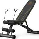 Fitgoods Adjustable Weight Bench for Home Gym, Foldable 700LBS Workout Bench with 9 Backrests, Multi-Purpose Bench Press for Incline Decline Flat with Fast Adjustment (2 resistance bands)