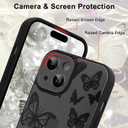 for iPhone 15 Case with Finger Strap Holder, Cute Cool Butterfly Print Pattern Design for Women Men, Shockproof Anti Scratch Hand Kickstand Protective Cover, Gray