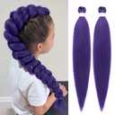Purple Braiding Hair Extensions 26 Inch 2 Packs Long Purples Hair Extensions for Braids Yaki Texture Extensions Pre Stretched (26Inch, Purple)