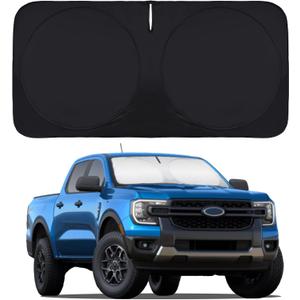 BOODANCARS for 2024 Ranger Windshield Sunshade Window Sun Shade for 2019-2023 Ford Ranger XL/ XLT Windshield Cover Custom-fit Foldable Sun Shield Protector Block UV Ray Car Accessories