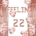 Funny 22 Balloons Rose Gold 22nd BDAY Party Decorations Sweet 22/Hello 22/Cheers to 22/22 & Fabulous/22nd Anniversary/Red Kissy Lips/Champagne Bottle Theme 22nd Birthday Party Supplies