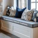 Custom Size Bench Cushion for Indoor/Outdoor Furniture,Waterproof Window Seat/Piano Bench/Swing Cushion (Custom Sizes/Colors/Non-Slip Method)