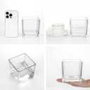 Set of 6 Square Glass Vases 4" x 4" x 4", Clear Flower Vase, Plant Terrarium, Candle Holder for Wedding Centerpiece, Office Decorations, Home Décor, Parties and Events
